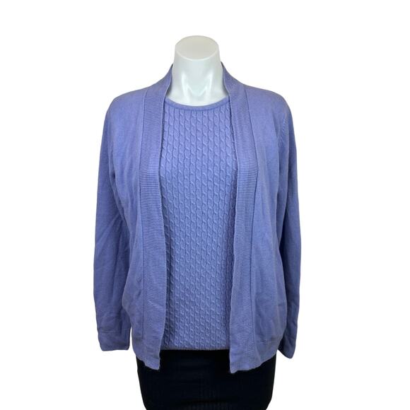 Bromley Vintage Purple Faux Cardigan Sweater Pullover Connected 2 piece set Top - Picture 1 of 8